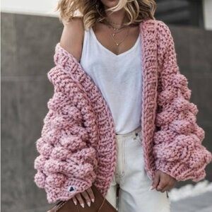 MUMS HANDMADE BUBBLE SLEEVE CHUNKY CARDIGAN